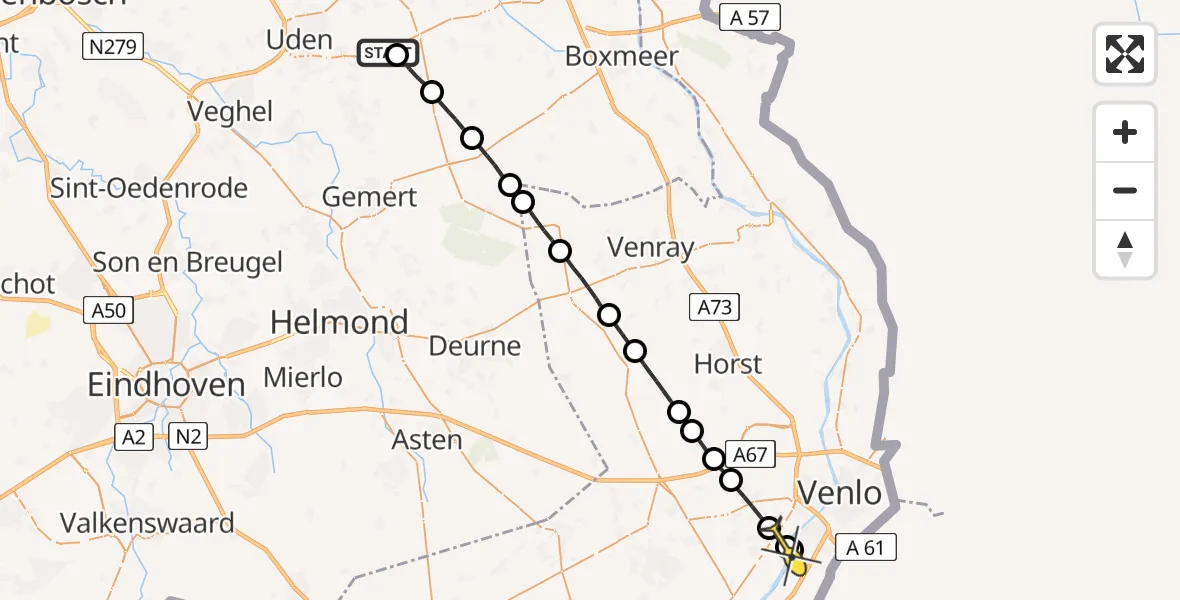 Routekaart van de vlucht: Lifeliner 3 naar Baarlo