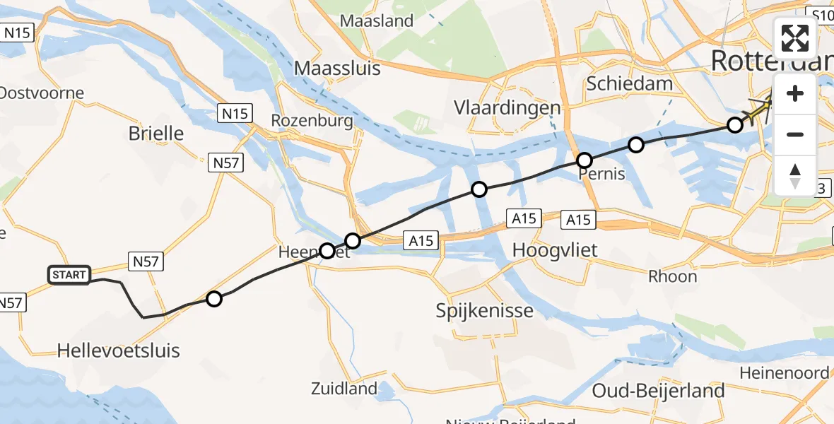 Routekaart van de vlucht: Lifeliner 2 naar Erasmus MC