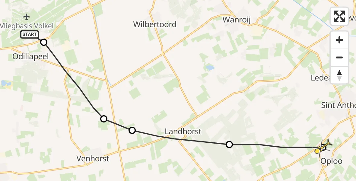 Routekaart van de vlucht: Lifeliner 3 naar Oploo