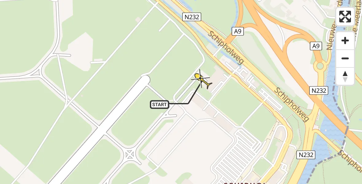 Vluchtroute Politiehelikopter van Schiphol naar Schiphol