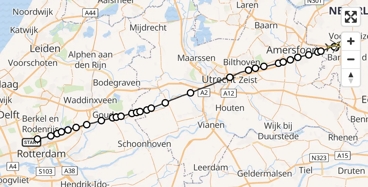 Routekaart van de vlucht: Lifeliner 2 naar Terschuur