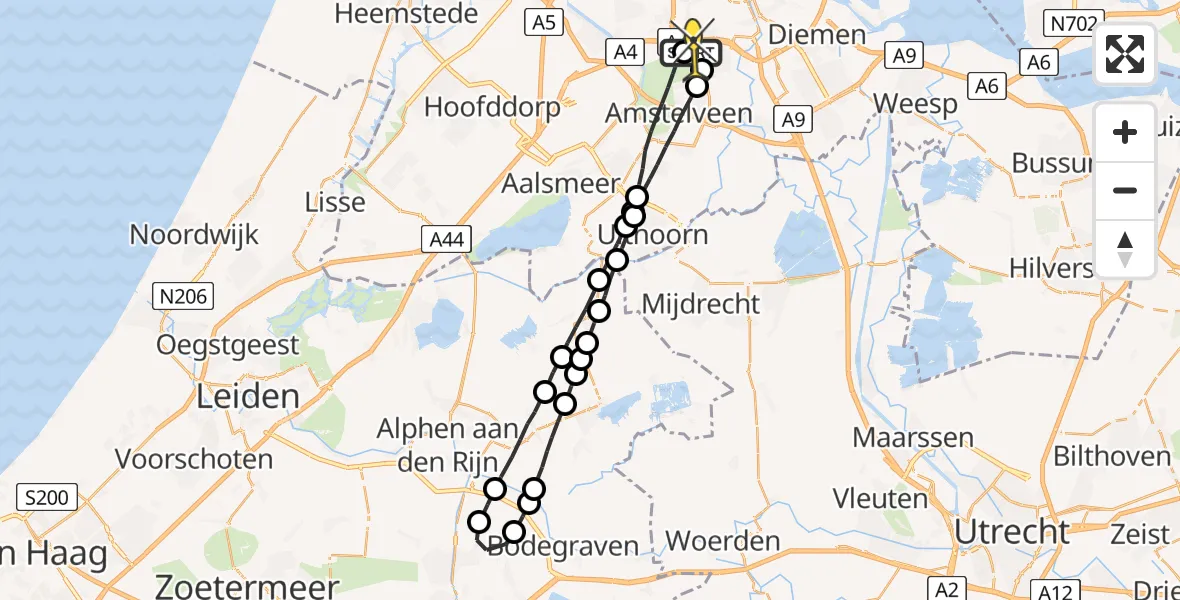 Routekaart van de vlucht: Lifeliner 1 naar VU Medisch Centrum Amsterdam