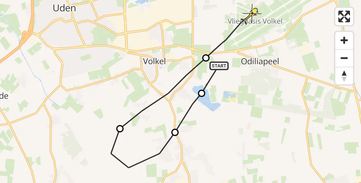 Routekaart van de vlucht: Lifeliner 3 naar Vliegbasis Volkel