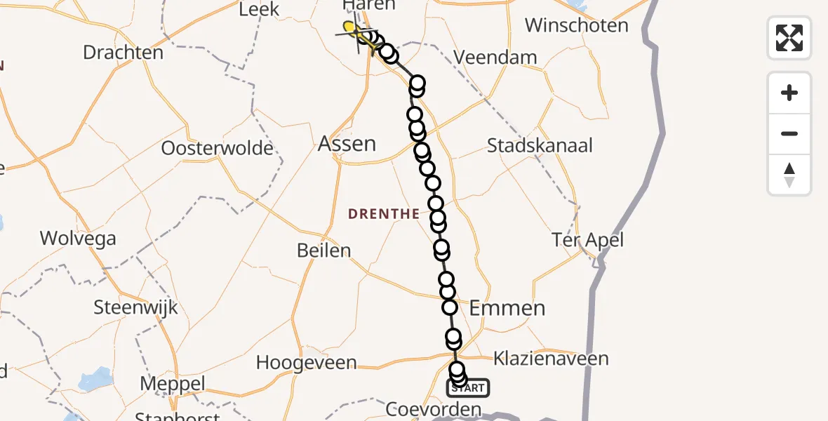 Routekaart van de vlucht: Lifeliner 4 naar Groningen Airport Eelde