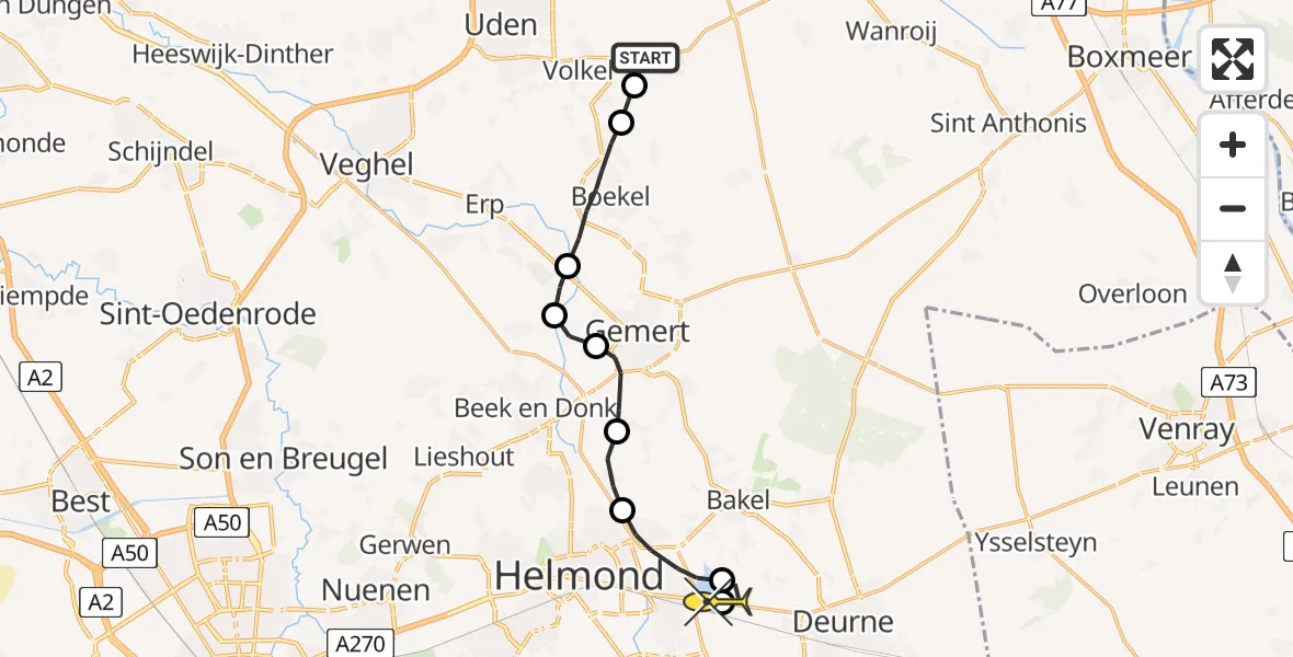 Routekaart van de vlucht: Lifeliner 3 naar Helmond