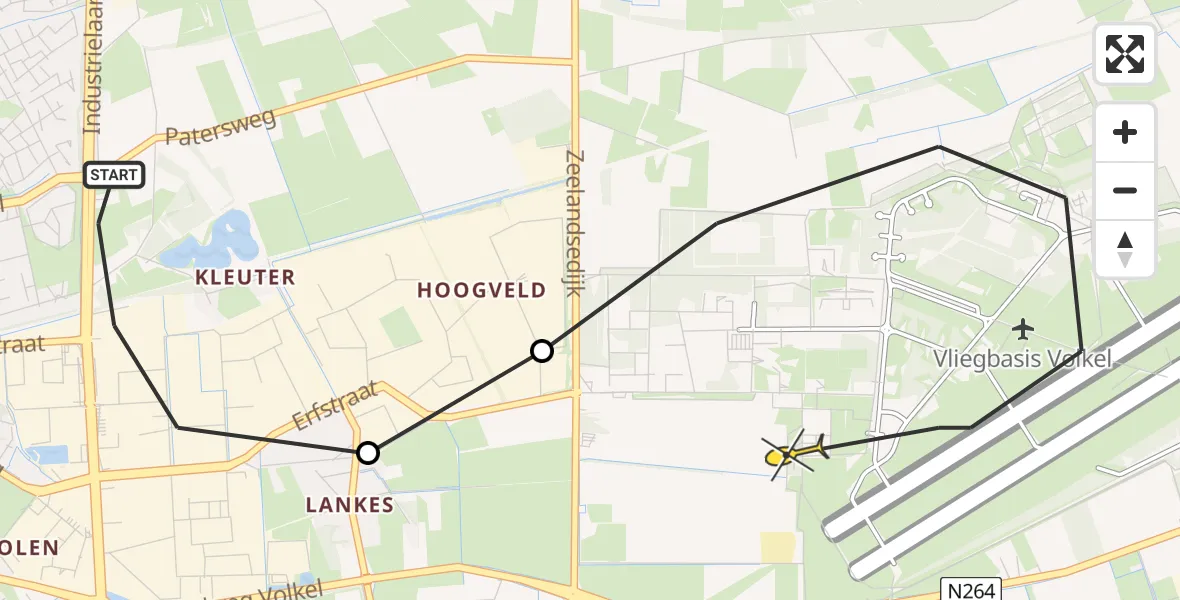 Routekaart van de vlucht: Lifeliner 3 naar Vliegbasis Volkel