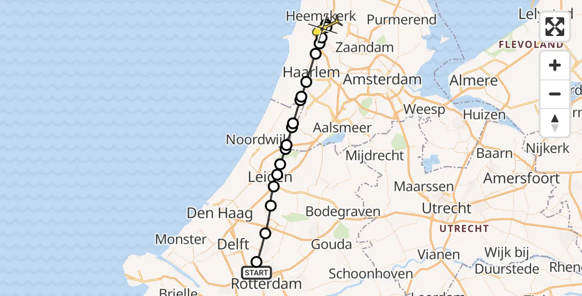 Routekaart van de vlucht: Lifeliner 2 naar Beverwijk