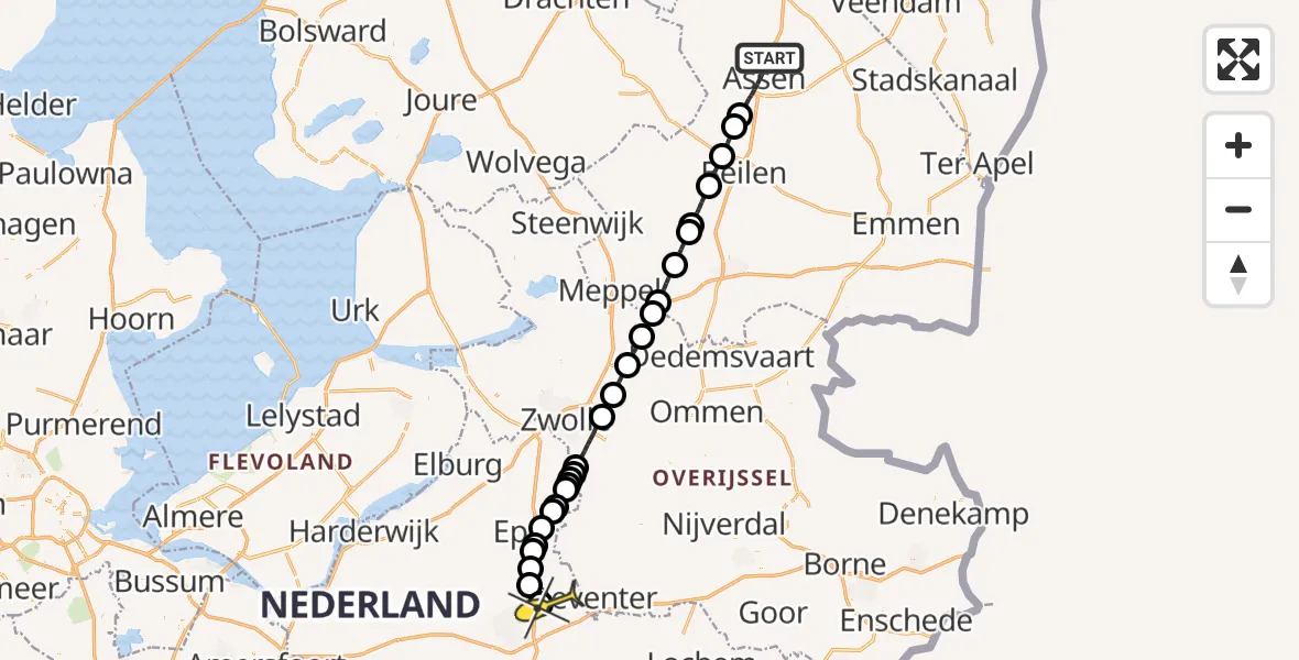 Routekaart van de vlucht: Lifeliner 3 naar Vliegveld Teuge