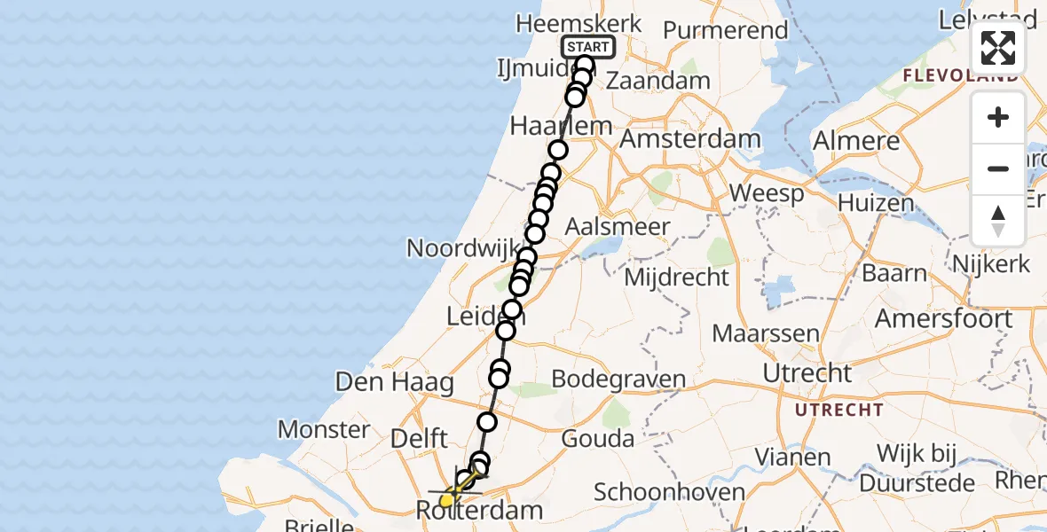 Routekaart van de vlucht: Lifeliner 2 naar Rotterdam The Hague Airport