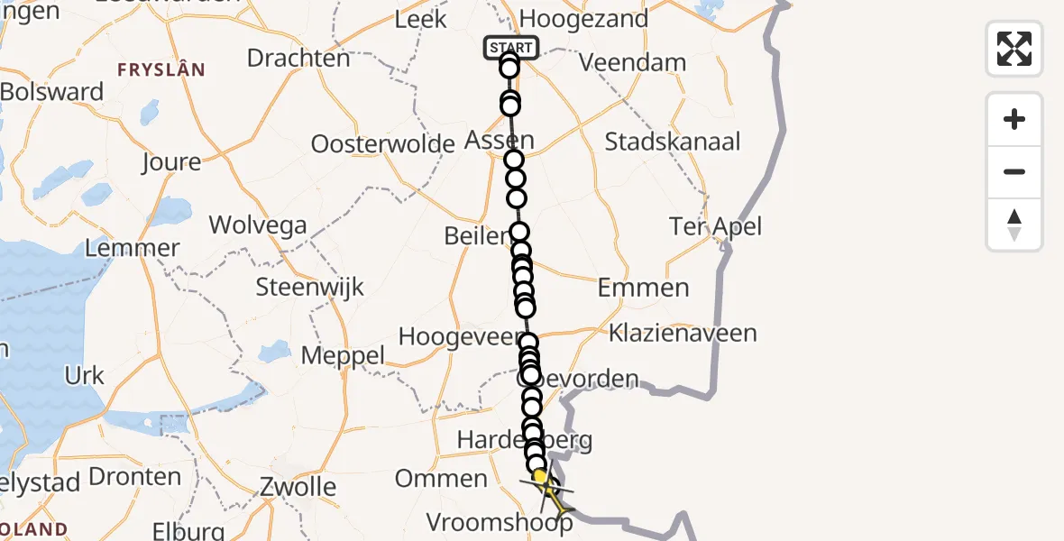 Routekaart van de vlucht: Lifeliner 4 naar Kloosterhaar