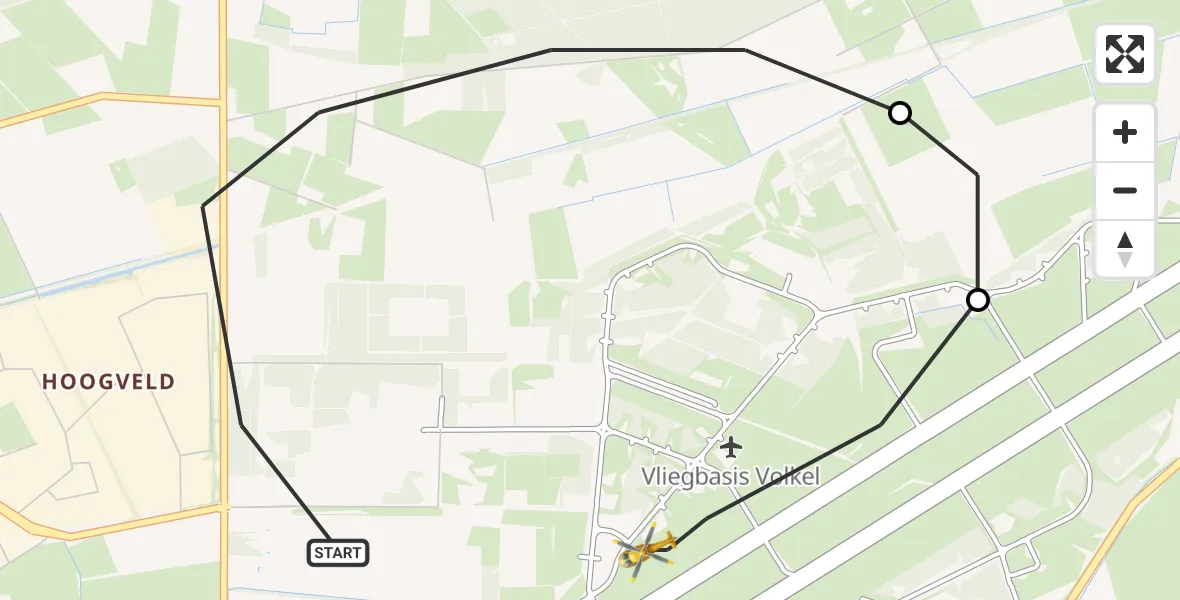Vluchtroute Traumahelikopter Vliegbasis Volkel - Vliegbasis Volkel, 15 december 2022, 06:32