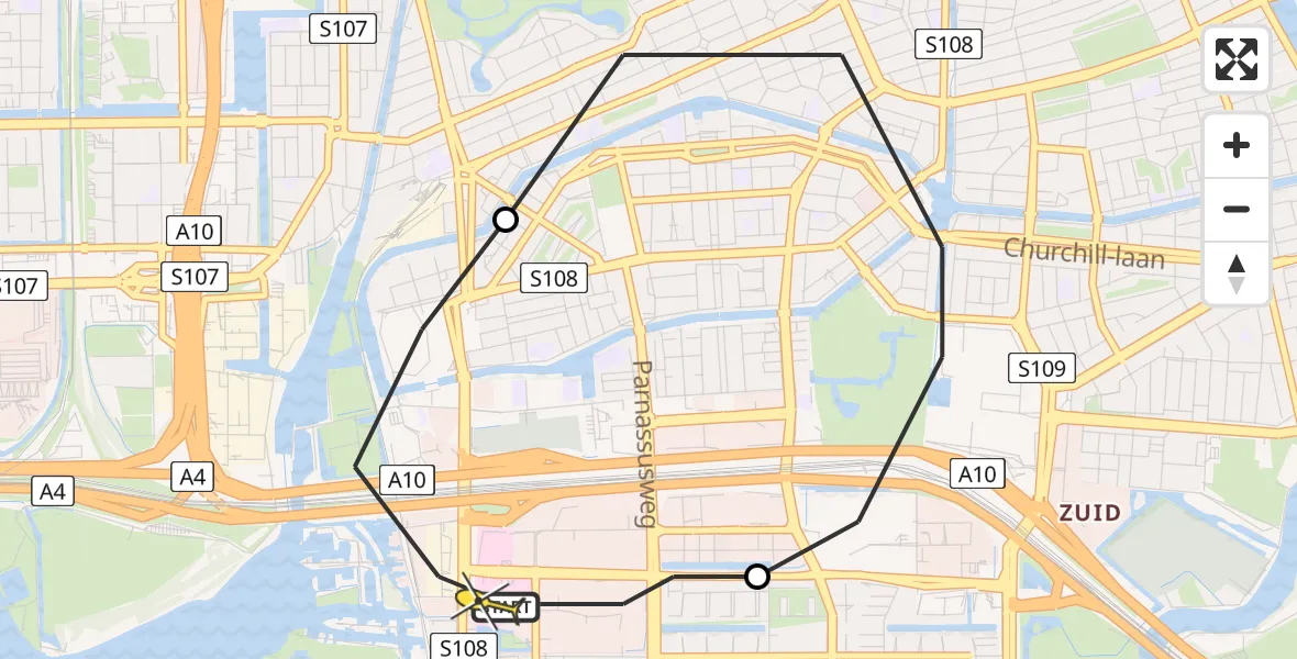 Routekaart van de vlucht: Lifeliner 1 naar VU Medisch Centrum Amsterdam