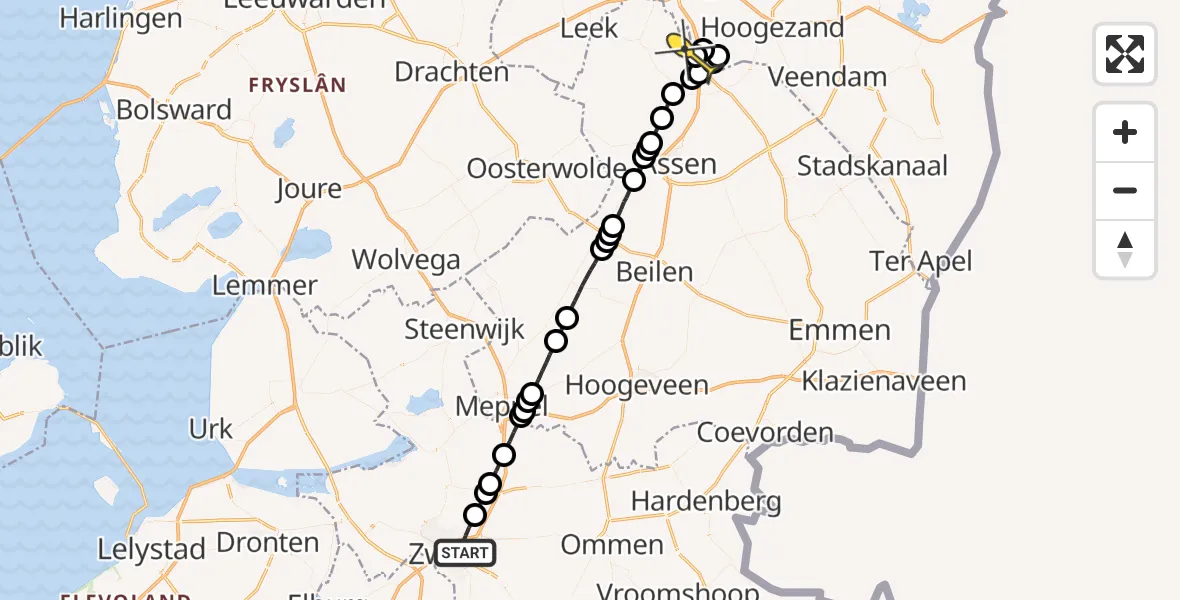 Routekaart van de vlucht: Lifeliner 4 naar Groningen Airport Eelde