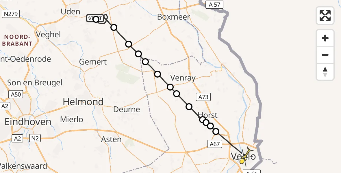 Routekaart van de vlucht: Lifeliner 3 naar Venlo