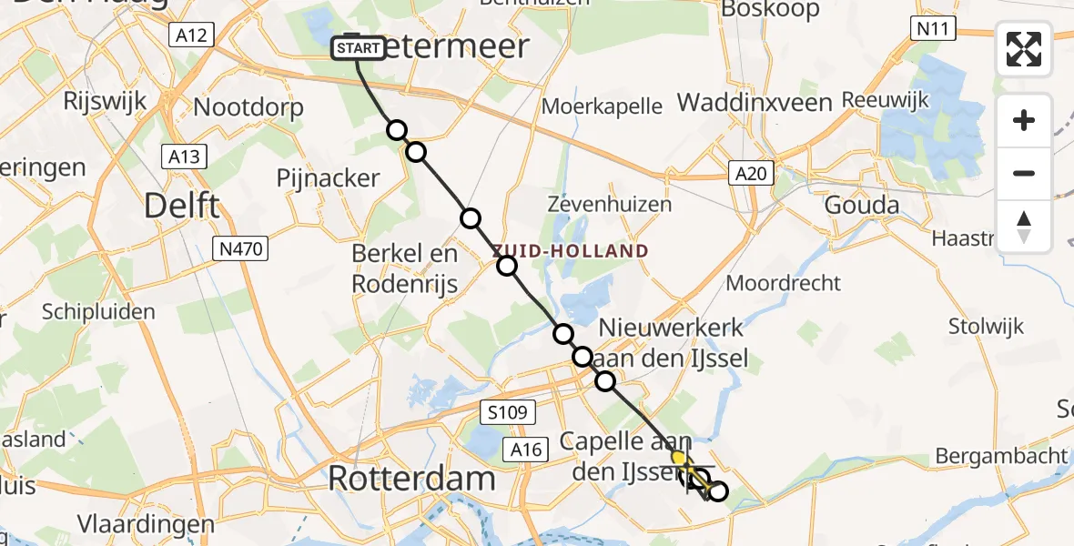 Routekaart van de vlucht: Lifeliner 2 naar Ouderkerk aan den IJssel