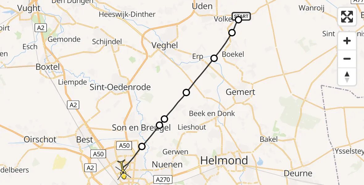 Routekaart van de vlucht: Lifeliner 3 naar Eindhoven