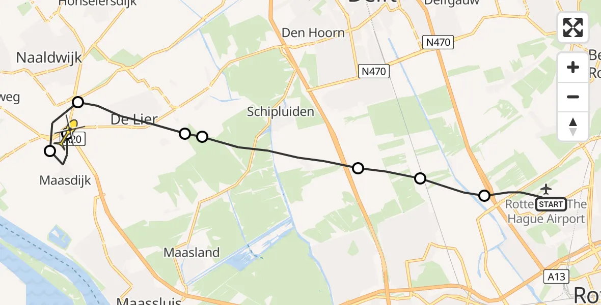 Routekaart van de vlucht: Lifeliner 2 naar Naaldwijk