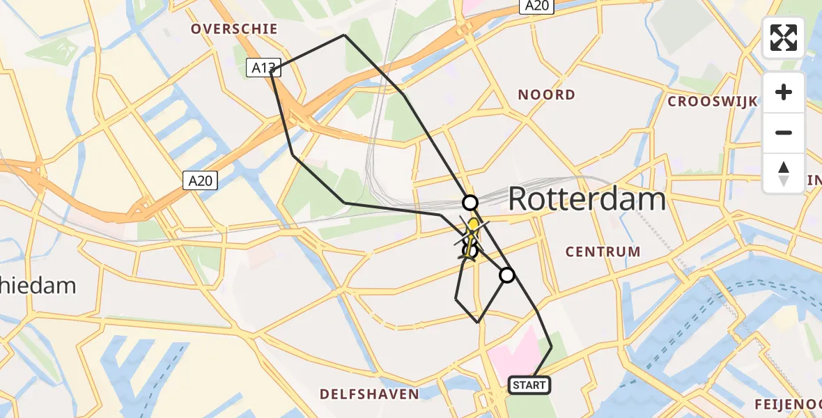 Routekaart van de vlucht: Lifeliner 2 naar Rotterdam