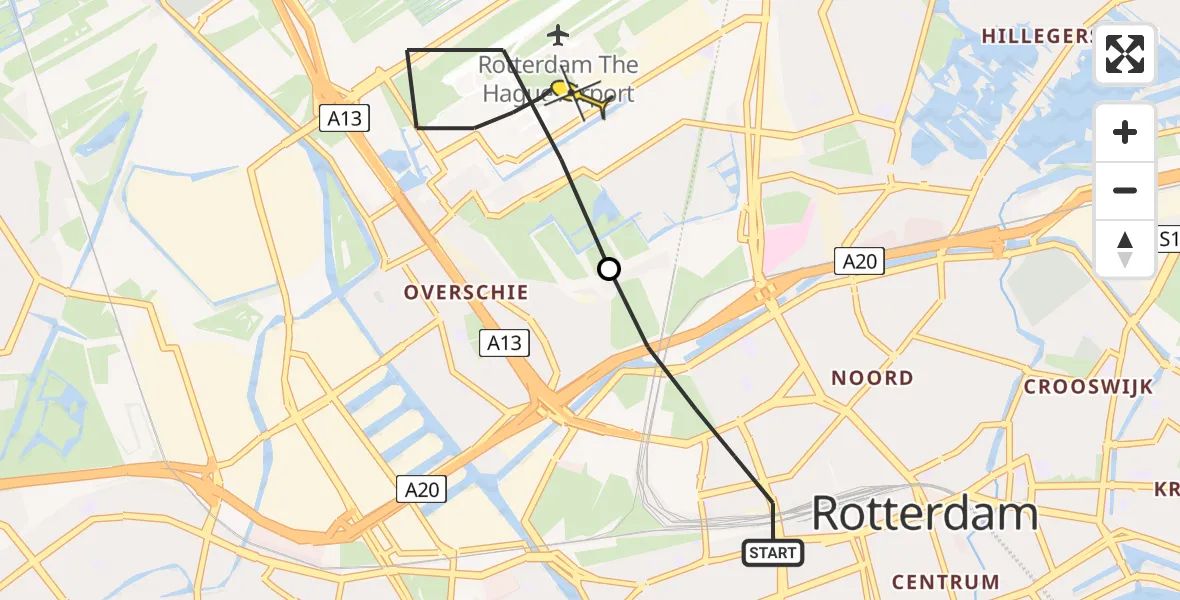 Routekaart van de vlucht: Lifeliner 2 naar Rotterdam The Hague Airport