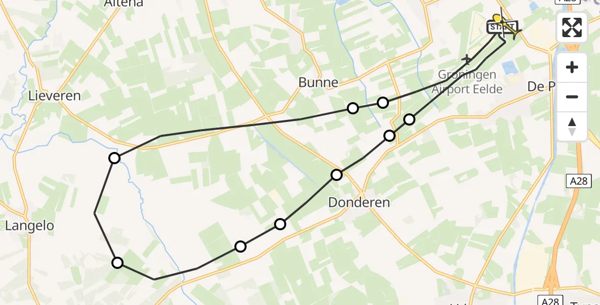 Routekaart van de vlucht: Lifeliner 4 naar Groningen Airport Eelde