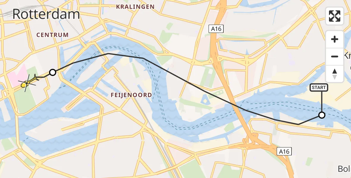 Routekaart van de vlucht: Lifeliner 2 naar Erasmus MC