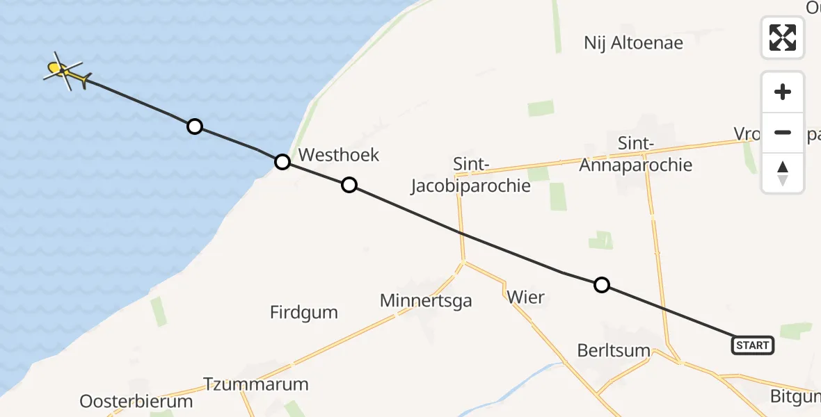 Routekaart van de vlucht: Ambulanceheli naar Formerum