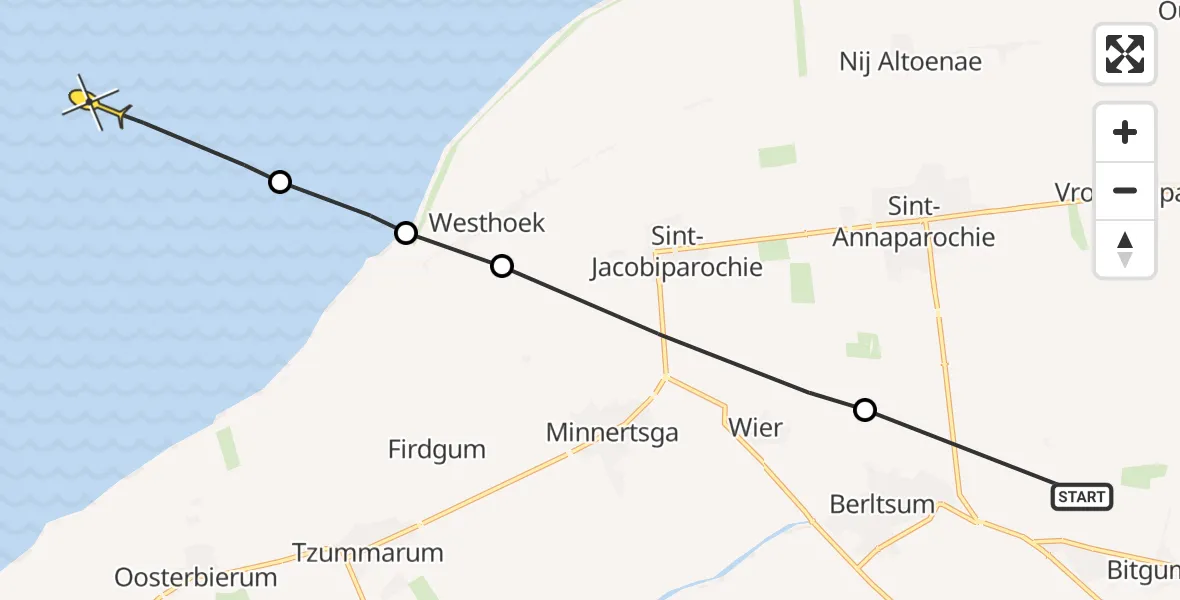 Routekaart van de vlucht: Ambulancehelikopter naar Formerum