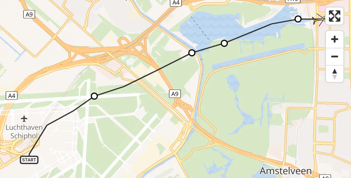 Routekaart van de vlucht: Lifeliner 1 naar VU Medisch Centrum Amsterdam