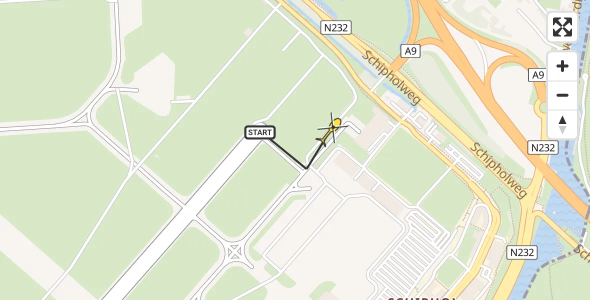 Vluchtroute Politiehelikopter van Schiphol naar Schiphol