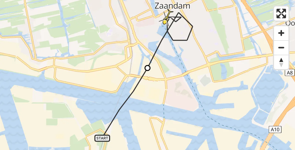 Routekaart van de vlucht: Lifeliner 1 naar Zaandam