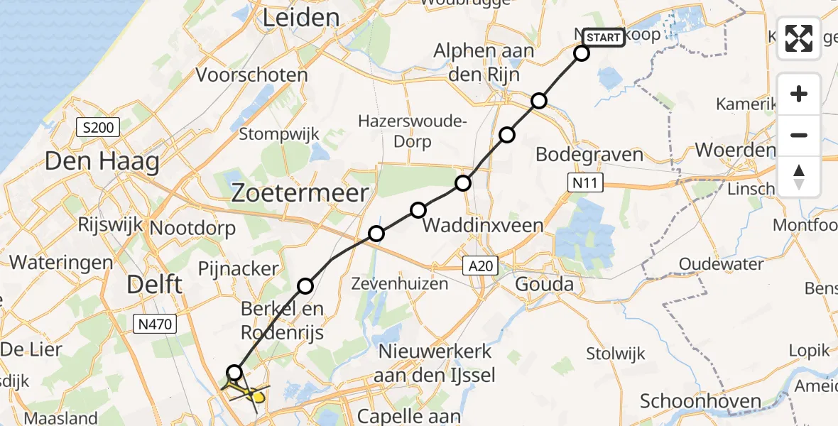 Routekaart van de vlucht: Lifeliner 2 naar Rotterdam The Hague Airport