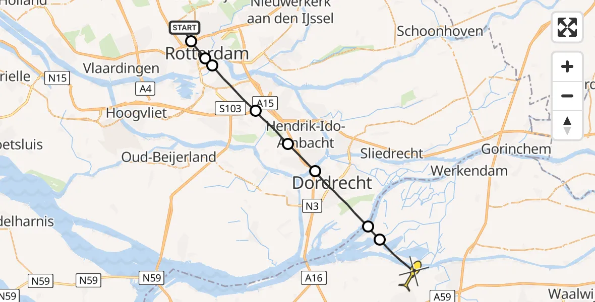 Routekaart van de vlucht: Lifeliner 2 naar Drimmelen