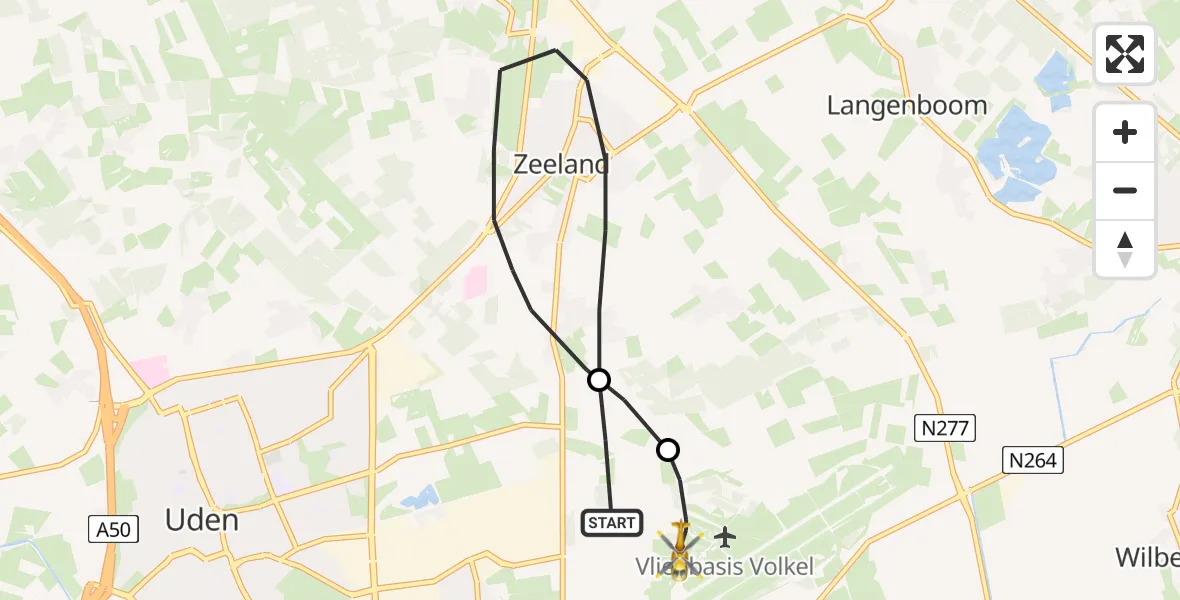 Vluchtroute Traumahelikopter Vliegbasis Volkel - Vliegbasis Volkel, 17 december 2022, 09:41