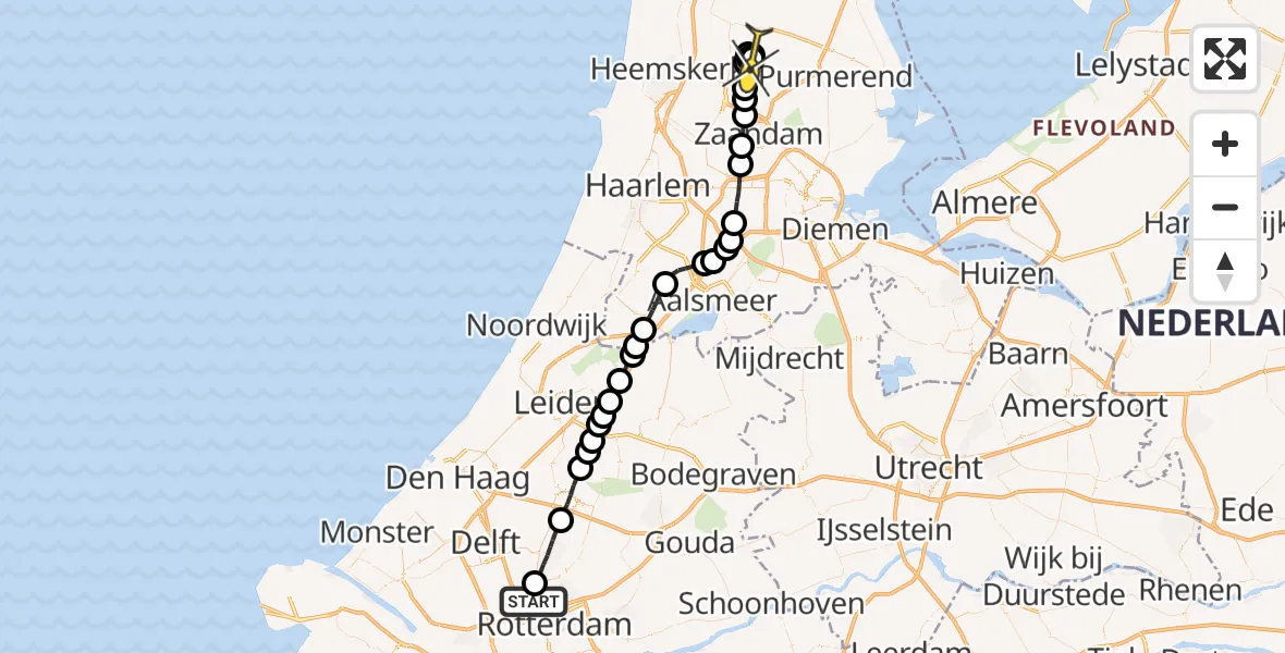 Routekaart van de vlucht: Lifeliner 2 naar Wormer