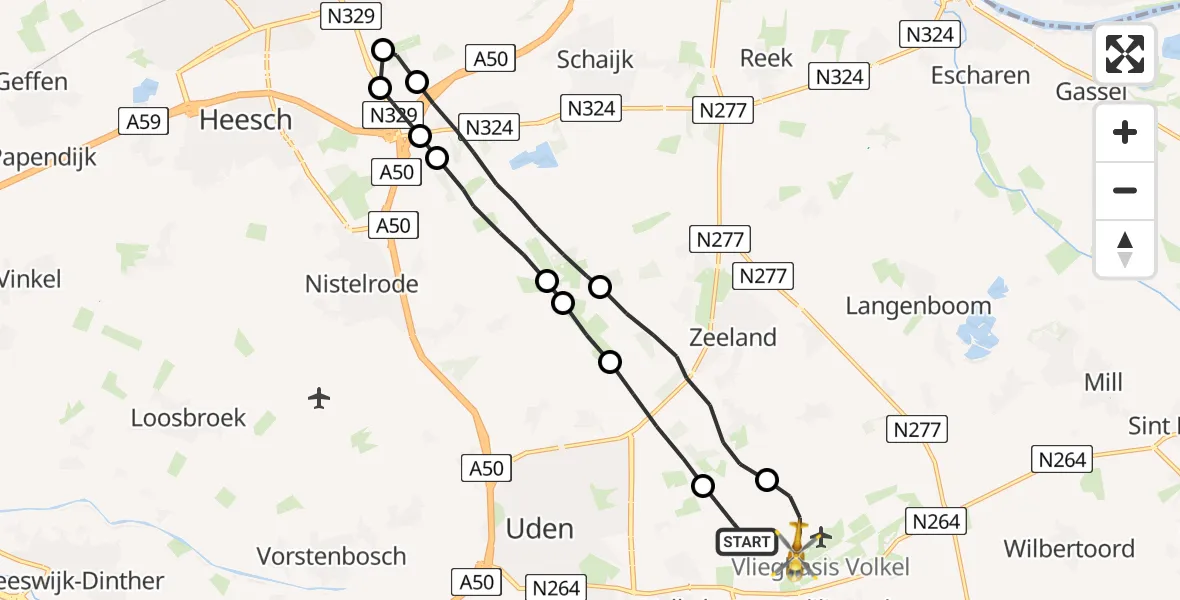 Vluchtroute Traumahelikopter Vliegbasis Volkel - Vliegbasis Volkel, 17 december 2022, 10:53