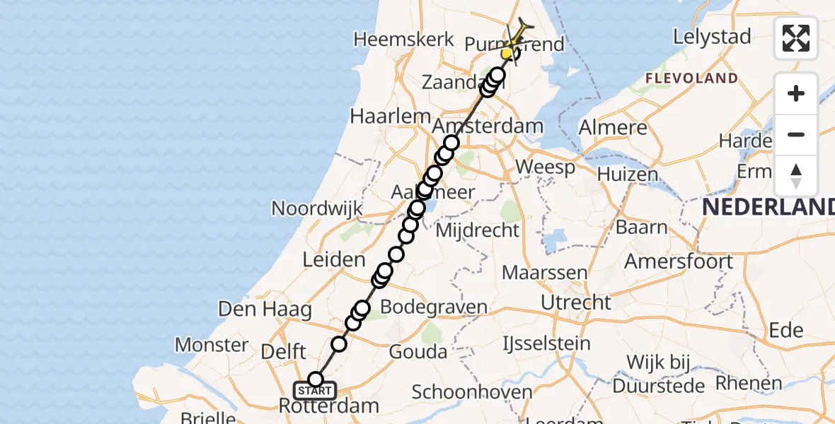 Routekaart van de vlucht: Lifeliner 2 naar Purmerend