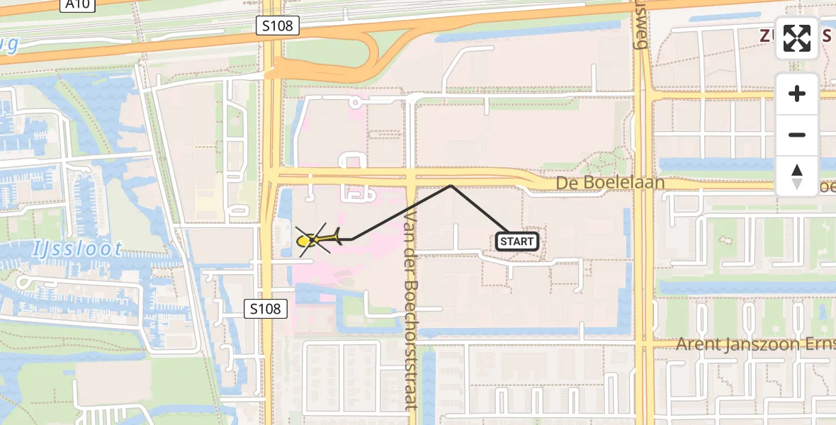 Routekaart van de vlucht: Lifeliner 1 naar VU Medisch Centrum Amsterdam
