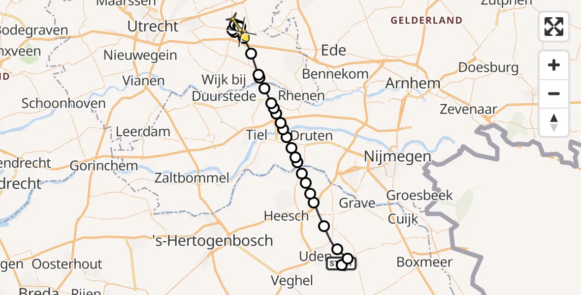Routekaart van de vlucht: Lifeliner 3 naar Woudenberg