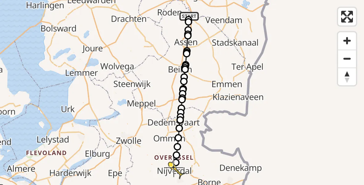 Routekaart van de vlucht: Lifeliner 4 naar Nijverdal