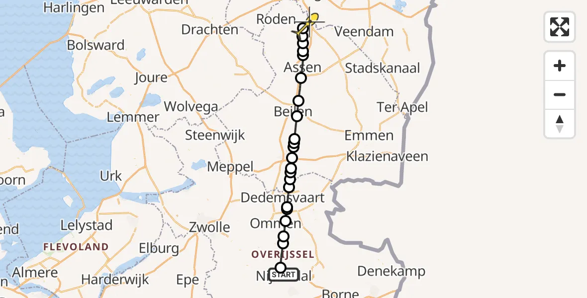 Routekaart van de vlucht: Lifeliner 4 naar Groningen Airport Eelde
