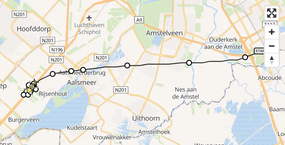 Routekaart van de vlucht: Lifeliner 1 naar Hoofddorp