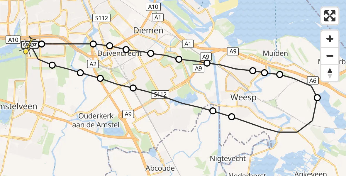 Routekaart van de vlucht: Lifeliner 1 naar VU Medisch Centrum Amsterdam