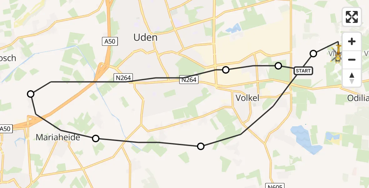 Vluchtroute Traumahelikopter Vliegbasis Volkel - Vliegbasis Volkel, 19 december 2022, 11:18
