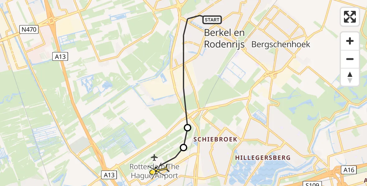 Routekaart van de vlucht: Lifeliner 2 naar Rotterdam The Hague Airport