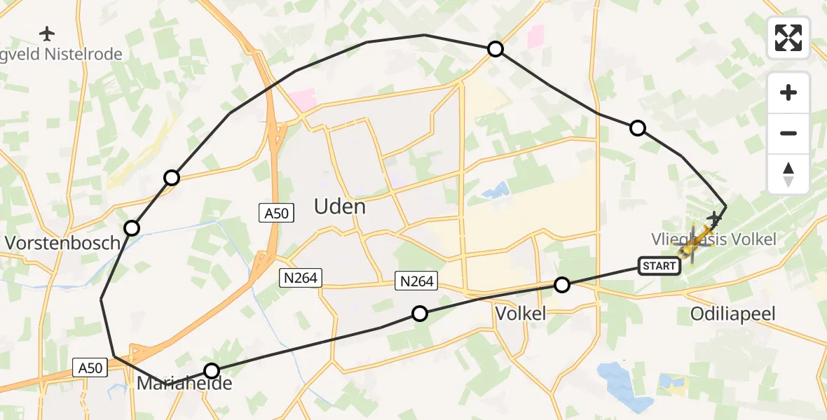 Vluchtroute Traumahelikopter Vliegbasis Volkel - Vliegbasis Volkel, 19 december 2022, 18:15