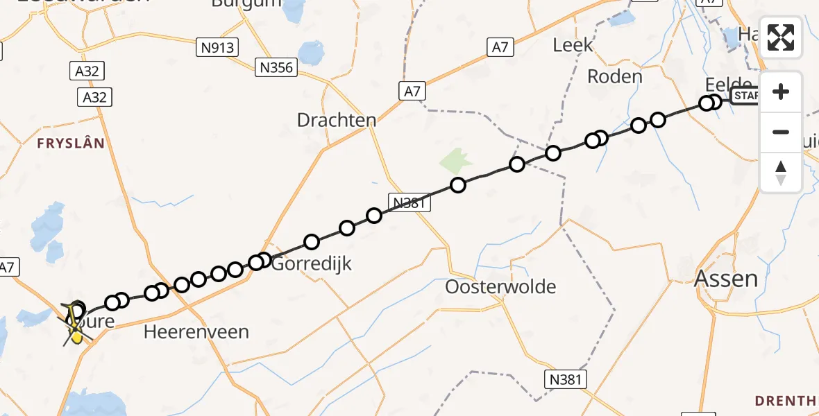 Routekaart van de vlucht: Lifeliner 4 naar Broek