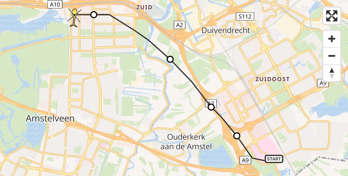 Routekaart van de vlucht: Lifeliner 1 naar VU Medisch Centrum Amsterdam