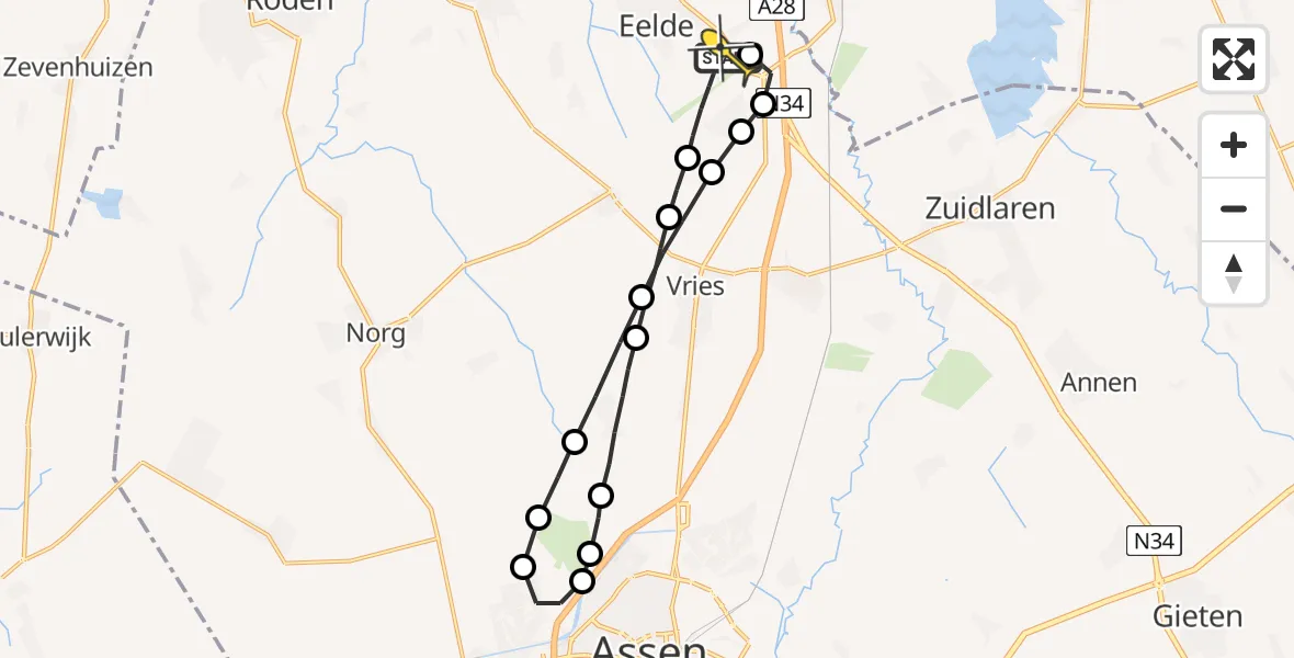 Routekaart van de vlucht: Lifeliner 4 naar Groningen Airport Eelde