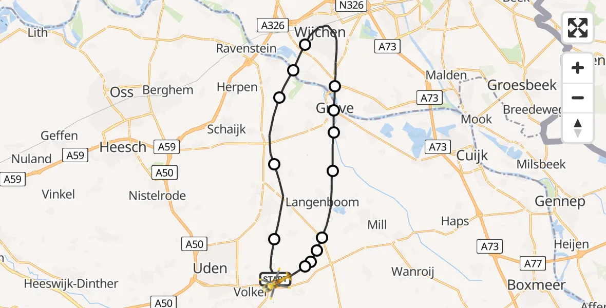 Vluchtroute Traumahelikopter Vliegbasis Volkel - Vliegbasis Volkel, 20 december 2022, 13:57