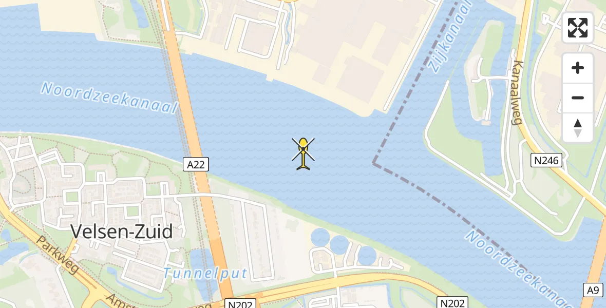 Routekaart van de vlucht: Politiehelikopter naar Velsen-Noord